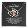 Interlocking Hearts Necklace | Personalized To My Beautiful Wife Necklace From Husband 30 Years Wedding Anniversary For Her Married 30th Anniversary For Her Customized Gift Box Message | siriusteestore