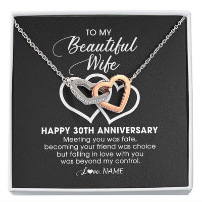 Interlocking Hearts Necklace | Personalized To My Beautiful Wife Necklace From Husband 30 Years Wedding Anniversary For Her Married 30th Anniversary For Her Customized Gift Box Message | siriusteestore