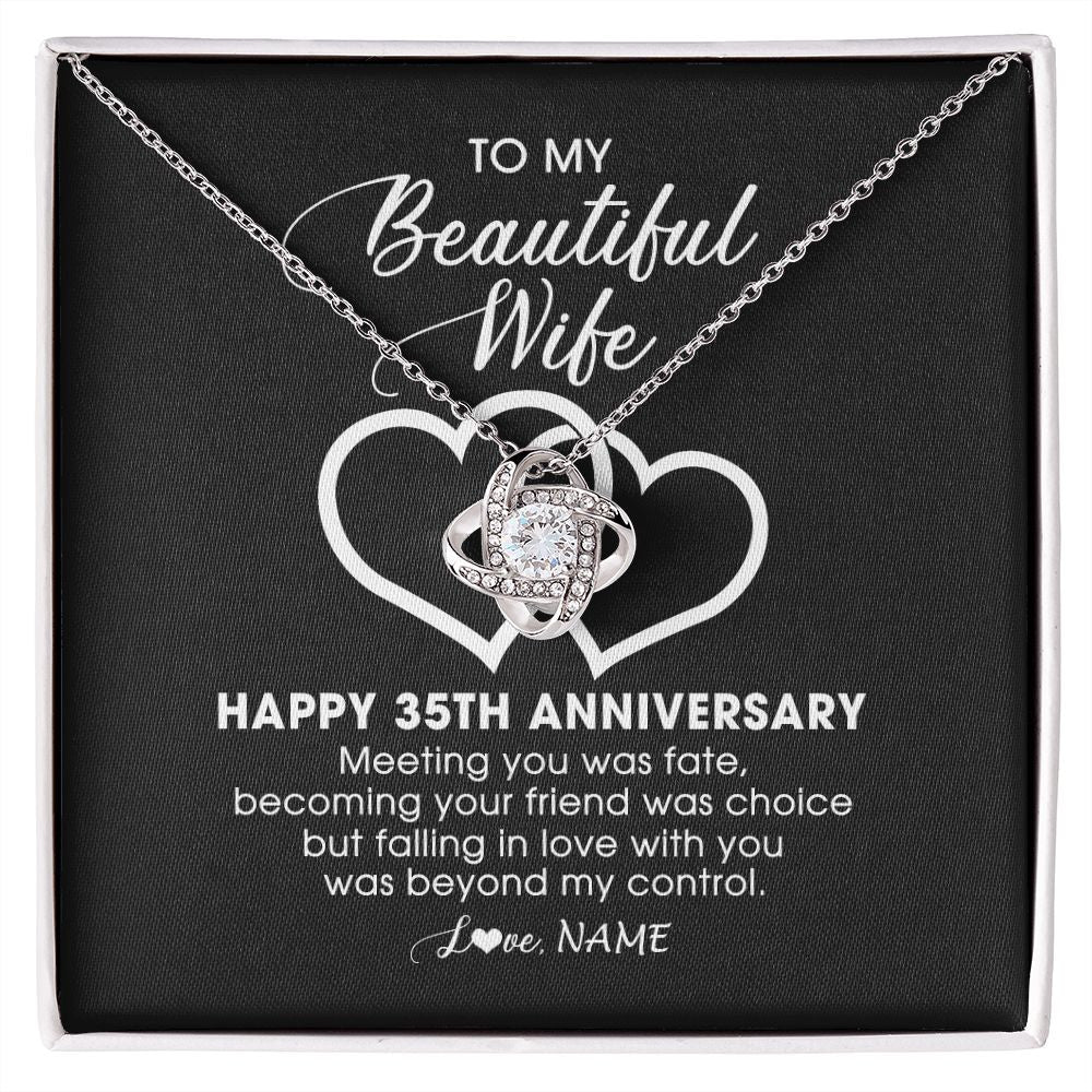 Love Knot Necklace | Personalized To My Beautiful Wife Necklace From Husband 35 Years Wedding Anniversary For Her Married 35th Anniversary For Her Customized Gift Box Message | siriusteestore