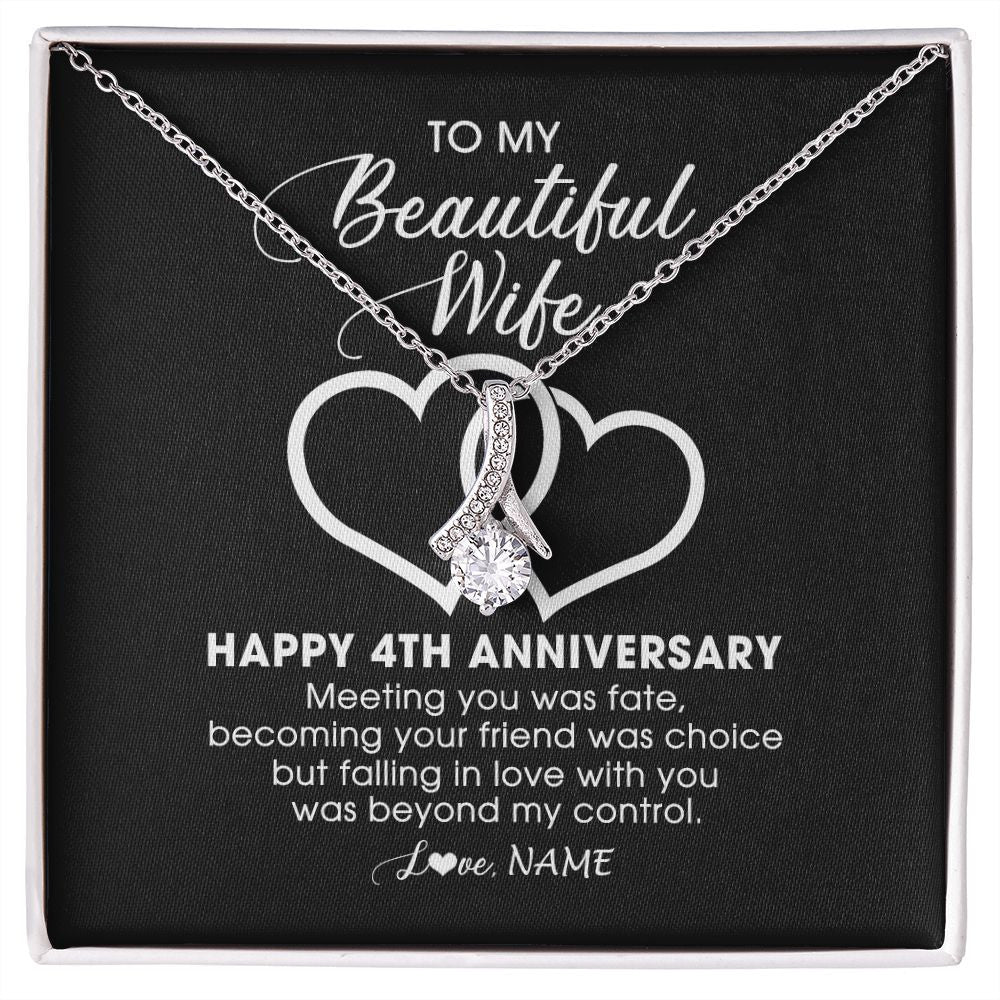 Alluring Beauty Necklace | Personalized To My Beautiful Wife Necklace From Husband 4 Years Wedding Anniversary For Her Married 4th Anniversary For Her Customized Gift Box Message | siriusteestore