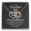 Interlocking Hearts Necklace | Personalized To My Beautiful Wife Necklace From Husband 4 Years Wedding Anniversary For Her Married 4th Anniversary For Her Customized Gift Box Message | siriusteestore