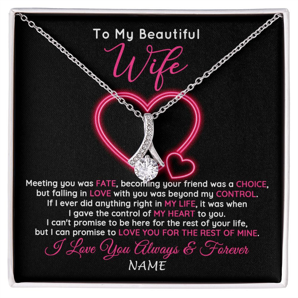 Alluring Beauty Necklace | Personalized To My Beautiful Wife Necklace From Husband Falling In Love Wife Birthday Anniversary Wedding Valentines Day Customized Gift Box Message Card | siriusteestore