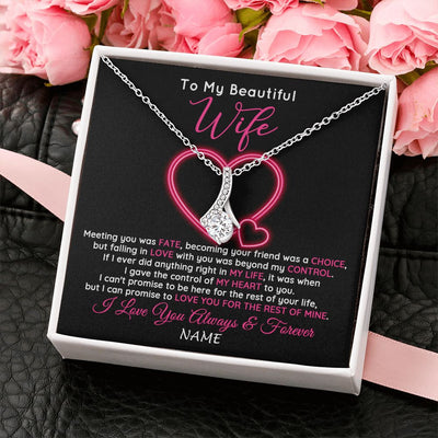 Alluring Beauty Necklace | Personalized To My Beautiful Wife Necklace From Husband Falling In Love Wife Birthday Anniversary Wedding Valentines Day Customized Gift Box Message Card | siriusteestore