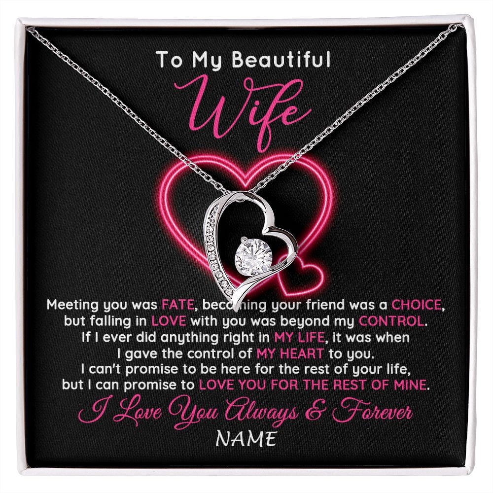 Forever Love Necklace | Personalized To My Beautiful Wife Necklace From Husband Falling In Love Wife Birthday Anniversary Wedding Valentines Day Customized Gift Box Message Card | siriusteestore