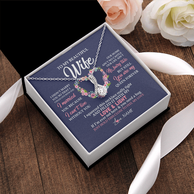 Alluring Beauty Necklace | Personalized To My Beautiful Wife Necklace From Husband Feel My Love Wife Birthday Anniversary Wedding Valentines Day Christmas Customized Message Card | siriusteestore