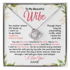 Love Knot Necklace | Personalized To My Beautiful Wife Necklace From Husband Hand In Hand Wife Birthday Anniversary Valentines Day Christmas Customized Gift Box Message Card | siriusteestore