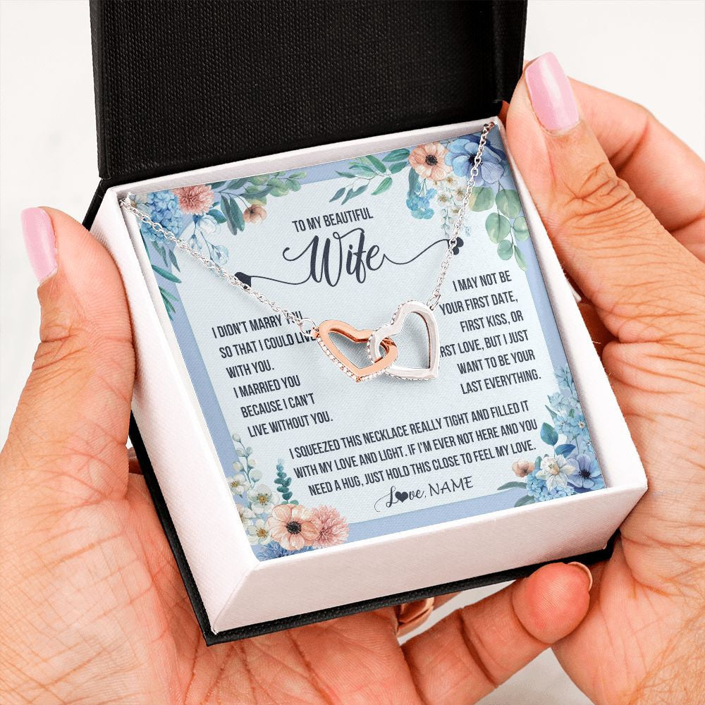 Interlocking Hearts Necklace | Personalized To My Beautiful Wife Necklace From Husband I Didn't Marry You Hot Wife Birthday Anniversary Wedding Day Christmas Customized Gift Box Message Card | siriusteestore