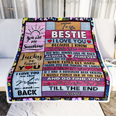 Personalized To My Bestie Blanket From Best Friend Sister Thank You Custom Name Bestie Friendship Birthday Christmas Customized Fleece Throw Blanket | siriusteestore