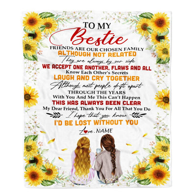 Personalized To My Bestie Blanket From Best Friend Sunflower Family Laugh Cry Together Bestie Birthday Graduation Christmas Customized Fleece Throw Blanket | siriusteestore
