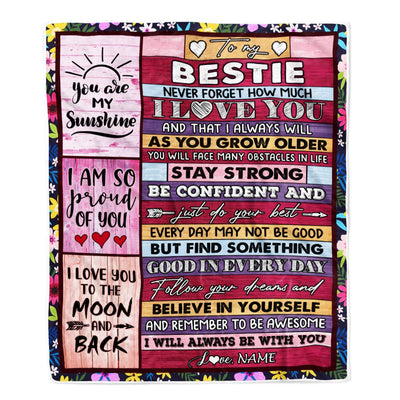 Personalized To My Bestie Blanket From Friend Friendship Proud Of You I Love You Wood Bestie Birthday Thanksgiving Christmas Customized Fleece Throw Blanket | siriusteestore