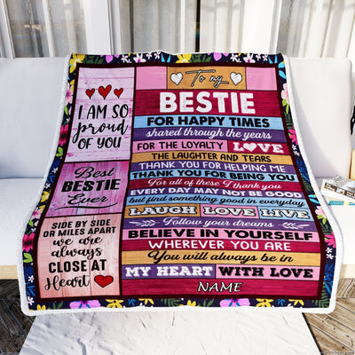 Personalized To My Bestie Blanket From Friend Sister Wood Believe In Your Self Thank You Bestie Birthday Christmas Customized Bed Fleece Throw Blanket | siriusteestore