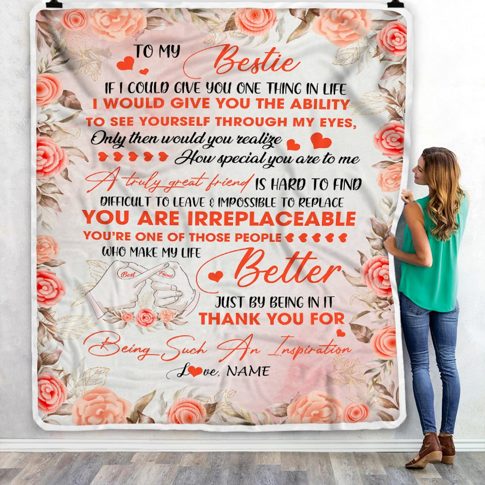 Personalized To My Bestie Friend Blanket A truly Great Friendship Girls Women Teens Female Birthday Presents Christmas Customized Fleece Blanket | siriusteestore