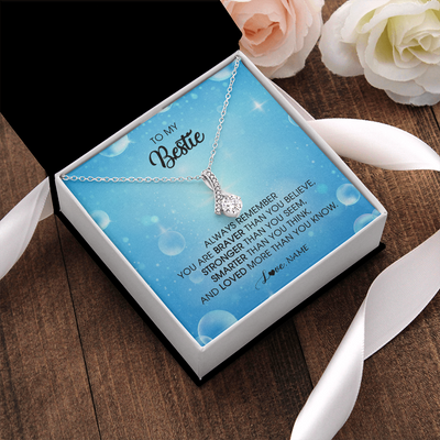 Alluring Beauty Necklace | Personalized To My Bestie Necklace From Friend Sister Always Remember You Are Braver Best Friend Jewelry Birthday Graduation Christmas Customized Message Card | siriusteestore