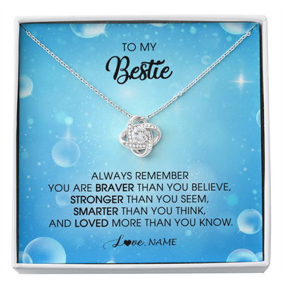 Love Knot Necklace | Personalized To My Bestie Necklace From Friend Sister Always Remember You Are Braver Best Friend Jewelry Birthday Graduation Christmas Customized Message Card | siriusteestore