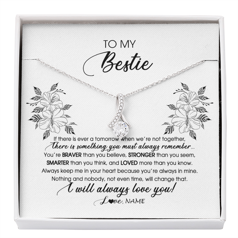 Alluring Beauty Necklace | Personalized To My Bestie Necklace From Friend Sister Not Even Time Floral Niece Birthday Graduation Christmas Customized Message Card | siriusteestore