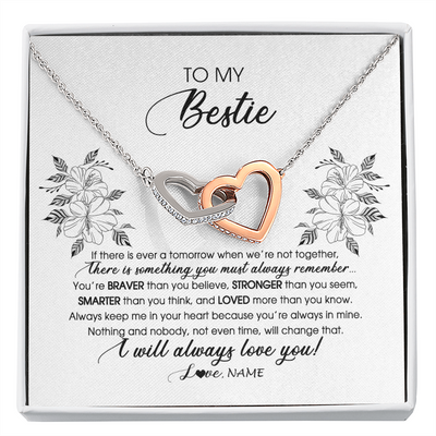 Interlocking Hearts Necklace | Personalized To My Bestie Necklace From Friend Sister Not Even Time Floral Niece Birthday Graduation Christmas Customized Message Card | siriusteestore