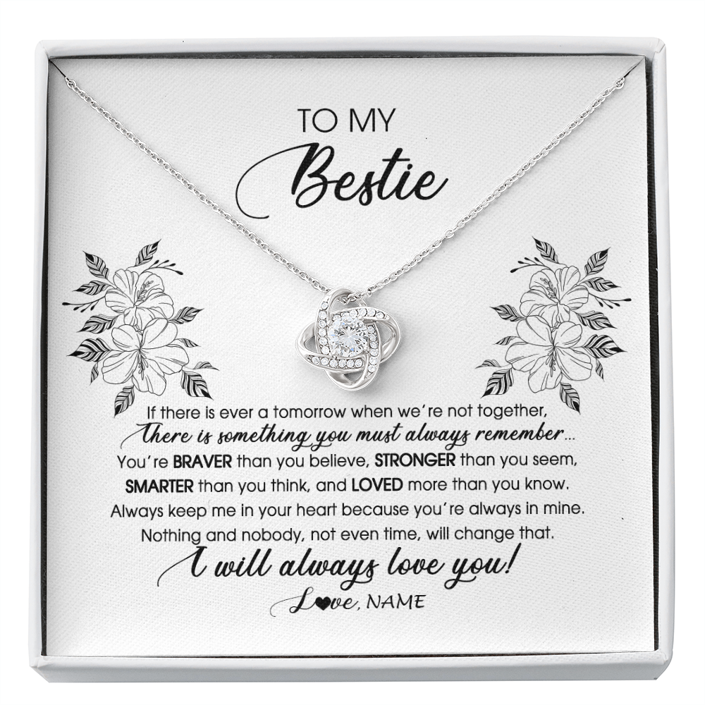 Love Knot Necklace | Personalized To My Bestie Necklace From Friend Sister Not Even Time Floral Niece Birthday Graduation Christmas Customized Message Card | siriusteestore