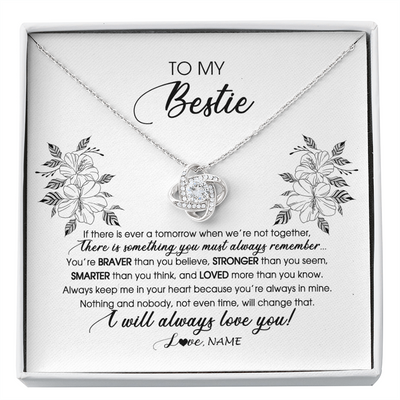 Love Knot Necklace | Personalized To My Bestie Necklace From Friend Sister Not Even Time Floral Niece Birthday Graduation Christmas Customized Message Card | siriusteestore