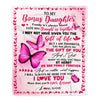 Personalized To My Bonus Daughter Blanket From Mom Stepmother Butterfly Family Isn't Always Blood Stepdaughter Birthday Christmas Customized Fleece Blanket | siriusteestore