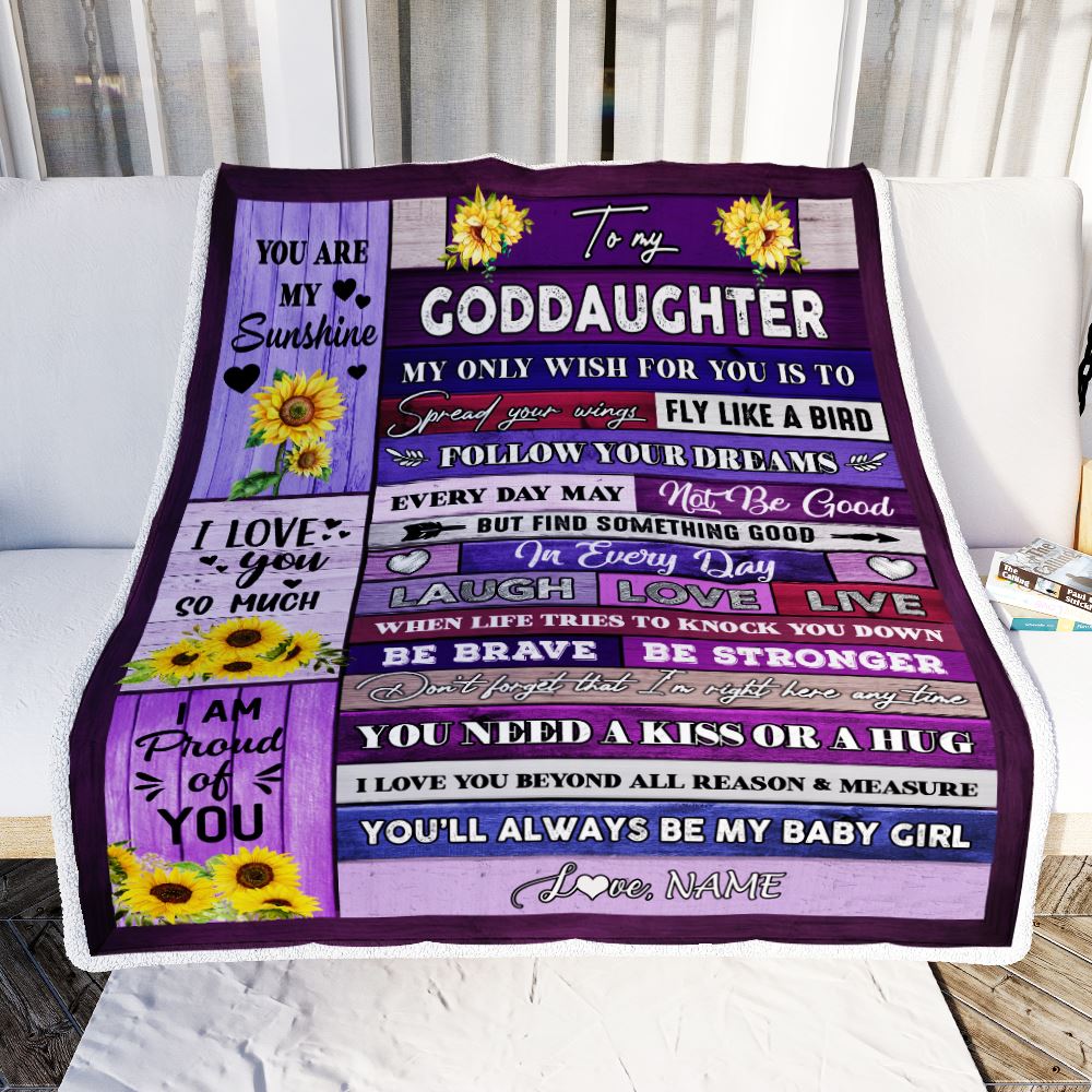 Personalized To My Bonus Daughter Blanket From Stepmother Wood Laugh Love Live Sunflower Stepdaughter Birthday Christmas Customized Bed Fleece Throw Blanket | siriusteestore
