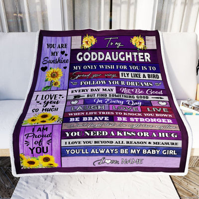 Personalized To My Bonus Daughter Blanket From Stepmother Wood Laugh Love Live Sunflower Stepdaughter Birthday Christmas Customized Bed Fleece Throw Blanket | siriusteestore