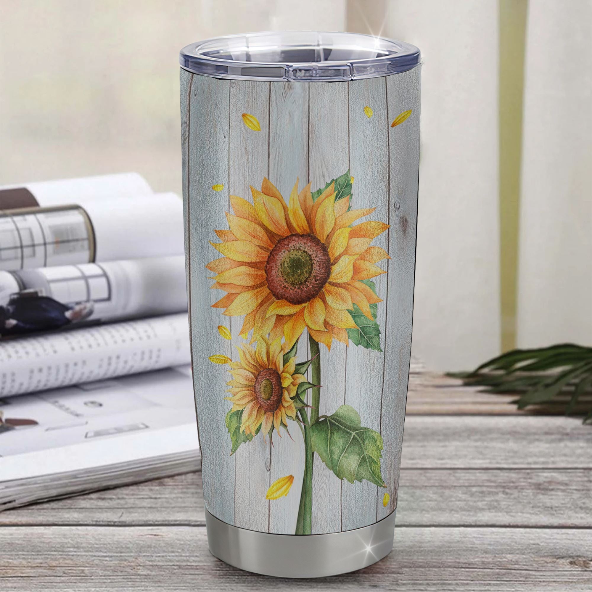 Personalized To My Bonus Daughter From Stepmother Stainless Steel Tumbler Cup Sunflower Wood Laugh Love Live Step Daughter Birthday Graduation Christmas Travel Mug | siriusteestore