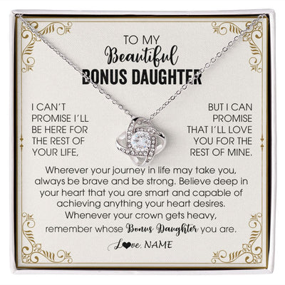 Love Knot Necklace | Personalized To My Bonus Daughter Necklace From Step Mother Wherever Your Journey in Life There Birthday Graduation Christmas Customized Gift Box Message Card | siriusteestore