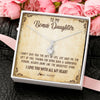 Alluring Beauty Necklace | Personalized To My Bonus Daughter Necklace From Stepmom Stepdad I Love You With All My Heart Stepdaughter Birthday Christmas Customized Gift Box Message Card | siriusteestore