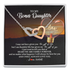 Interlocking Hearts Necklace | Personalized To My Bonus Daughter Necklace from Stepmom Stepdad I Will Always Love You Stepdaughter Jewelry Birthday Wedding Christmas Customized Message Card | siriusteestore