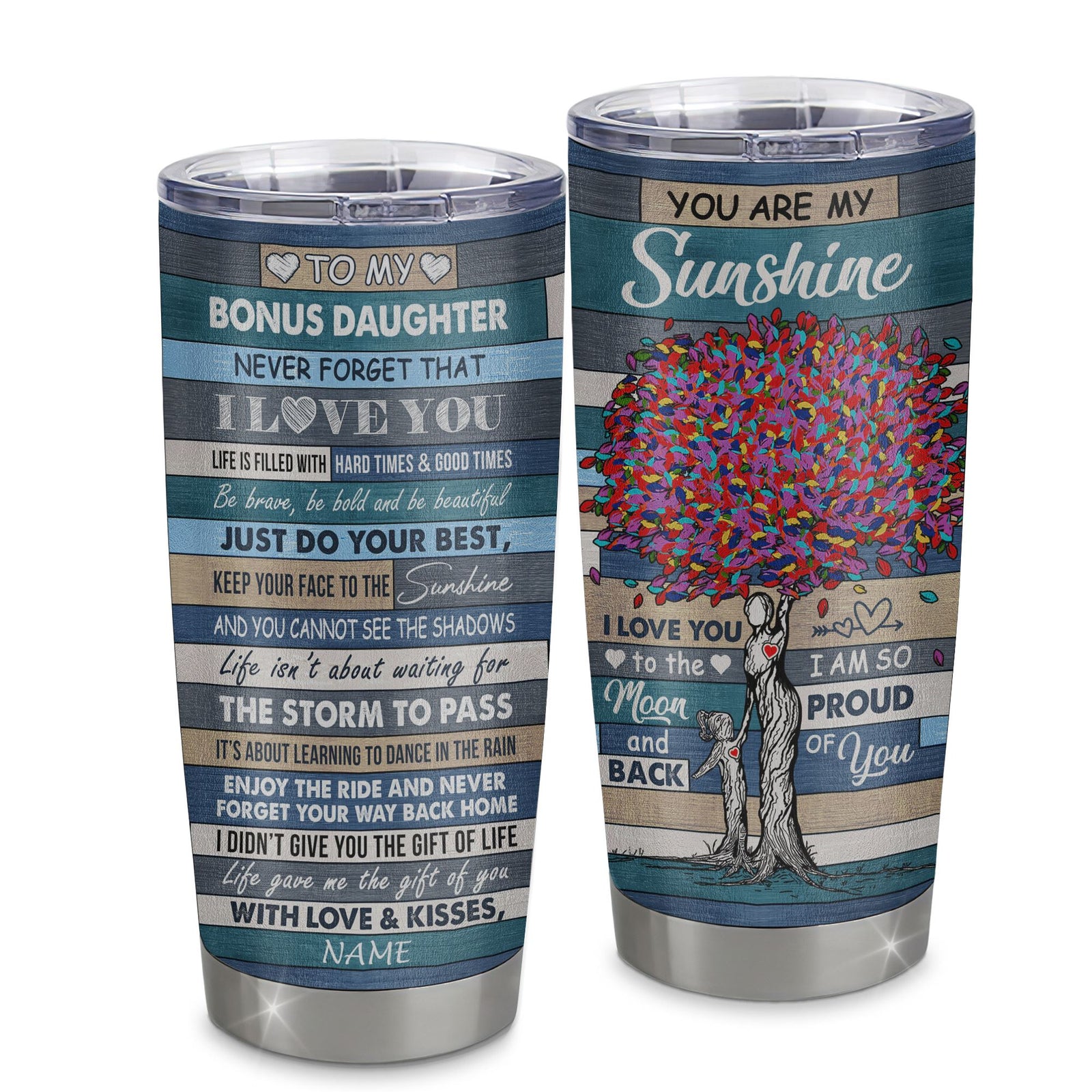 Personalized To My Bonus Daughter Tumbler From Stepmom Stainless Steel Cup Colortree Never Forget I Love You Stepdaughter Birthday Graduation Christmas Travel Mug | siriusteestore