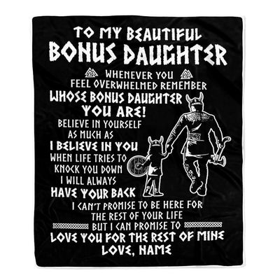 Personalized To My Bonus Daughter Viking Blanket From Step Dad Whenever You Feel Overwhelmed Stepdaughter Birthday Christmas Customized Bed Fleece Blanket | siriusteestore
