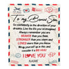 Personalized To My Bonus Son Blanket From Mom Dad Air Mail Letter Confidently I Love You Stepson Birthday Graduation Christmas Customized Fleece Blanket | siriusteestore