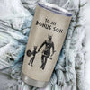 Personalized To My Bonus Son Tumbler From Step Dad Stainless Steel Cup You Will Never Lose Viking Stepson Birthday Graduation Christmas Travel Mug | siriusteestore