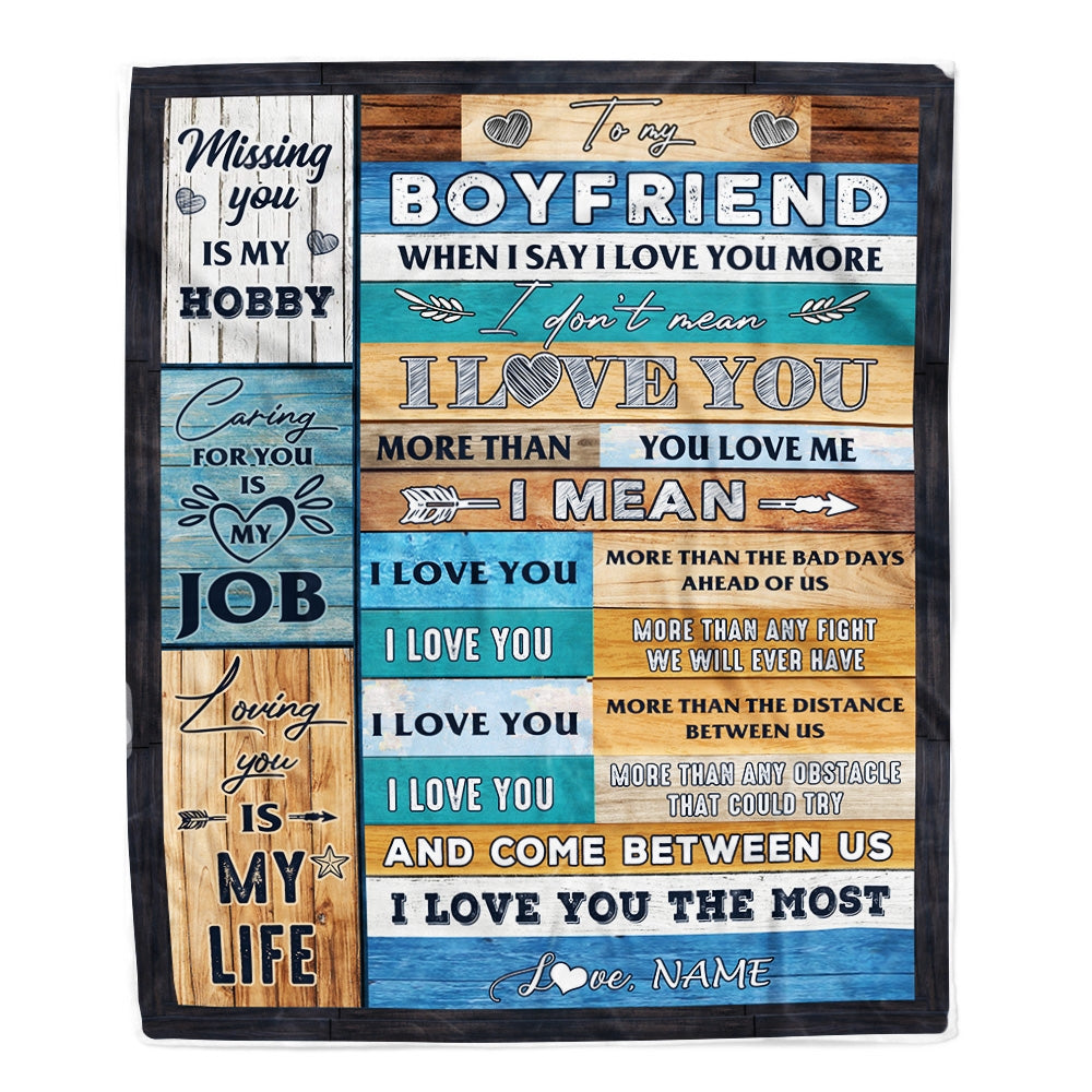 Personalized To My Boyfriend Blanket From Girlfriend When I Say I Love You Boyfriend Birthday Valentine Anniversary Christmas Customized Fleece Blanket | siriusteestore