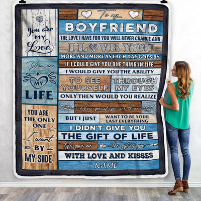 Personalized To My Boyfriend Blanket From Girlfriend Wood I Love You More And More Boyfriend Anniversary Valentines Day For Him Christmas Fleece Blanket | siriusteestore