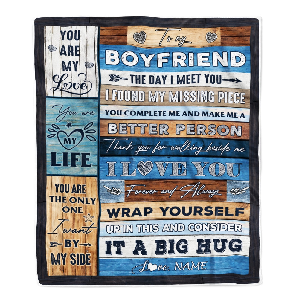 Personalized To My Boyfriend Blankets From Girlfriend You Are My Love It A Big Hug Boyfriend Birthday Valentine's Day Christmas Customized Fleece Blanket | siriusteestore