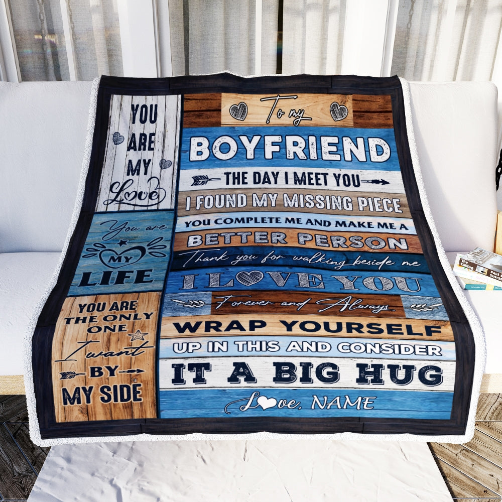 Personalized To My Boyfriend Blankets From Girlfriend You Are My Love It A Big Hug Boyfriend Birthday Valentine's Day Christmas Customized Fleece Blanket | siriusteestore