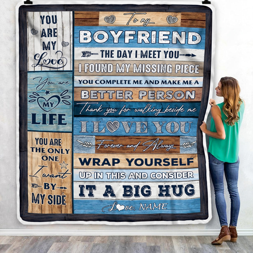 Personalized To My Boyfriend Blankets From Girlfriend You Are My Love It A Big Hug Boyfriend Birthday Valentine's Day Christmas Customized Fleece Blanket | siriusteestore