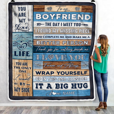 Personalized To My Boyfriend Blankets From Girlfriend You Are My Love It A Big Hug Boyfriend Birthday Valentine's Day Christmas Customized Fleece Blanket | siriusteestore