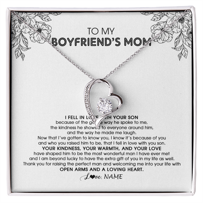 Forever Love Necklace | Personalized To My Boyfriend's Mom Necklace I Fell In Love With Your Son Boyfriends Mom Mother's Day Birthday Pendant Jewelry Customized Gift Box Message Card | siriusteestore