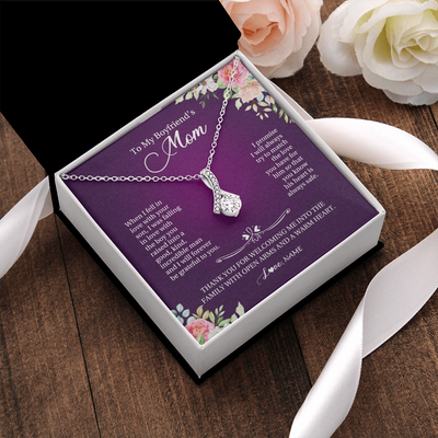 Alluring Beauty Necklace | Personalized To My Boyfriend's Mom Necklace I Will Forever Be Grateful To You Boyfriend's Mom Mother's Day Pendant Jewelry Customized Gift Box Message Card | siriusteestore