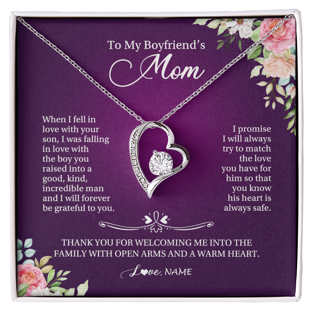 Forever Love Necklace | Personalized To My Boyfriend's Mom Necklace I Will Forever Be Grateful To You Boyfriend's Mom Mother's Day Pendant Jewelry Customized Gift Box Message Card | siriusteestore