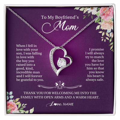 Forever Love Necklace | Personalized To My Boyfriend's Mom Necklace I Will Forever Be Grateful To You Boyfriend's Mom Mother's Day Pendant Jewelry Customized Gift Box Message Card | siriusteestore