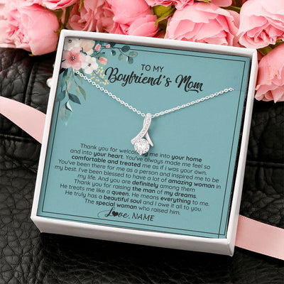 Alluring Beauty Necklace | Personalized To My Boyfriend's Mom Necklace Thank You For Creating My Best Friend Jewelry Birthday Anniversary Wedding Day Christmas Customized Message Card | siriusteestore