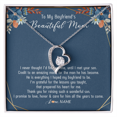 Forever Love Necklace | Personalized To My Boyfriend's Mom Necklace Thank You For Raising Wonderful Son Boyfriend's Mom Mother's Day Pendant Jewelry Customized Gift Box Message Card | siriusteestore