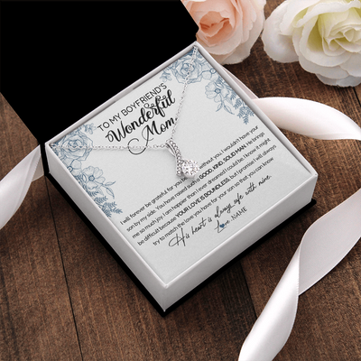 Alluring Beauty Necklace | Personalized To My Boyfriend's Mom Necklace You Have Raised A Solid Man Boyfriends Mom Mother's Day Birthday Pendant Jewelry Customized Gift Box Message Card | siriusteestore