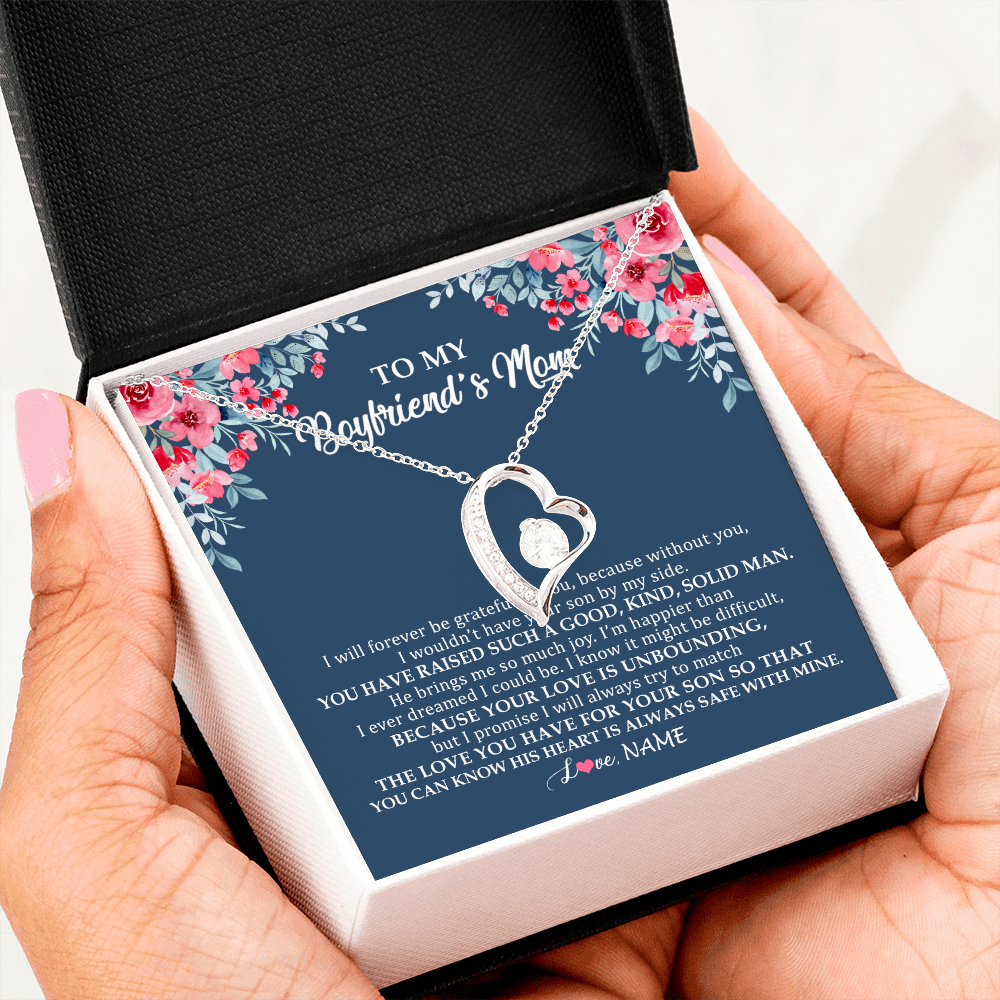 Forever Love Necklace | Personalized To My Boyfriend's Mom Necklace from Daugter I Will Forever Be Grateful Mother In Law Jewelry Birthday Wedding Christmas Customized Message Card | siriusteestore