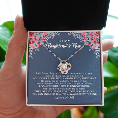 Love Knot Necklace | Personalized To My Boyfriend's Mom Necklace from Daugter I Will Forever Be Grateful Mother In Law Jewelry Birthday Wedding Christmas Customized Message Card | siriusteestore