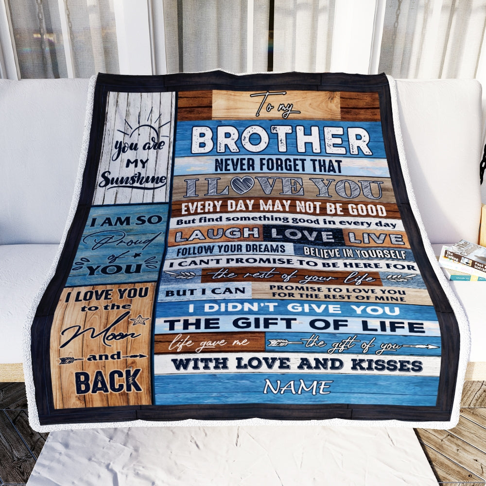Personalized To My Brother Blanket From Sister Brother I Love You Wood Brother Birthday Christmas Thanksgiving Graduation Customized Fleece Blanket | siriusteestore