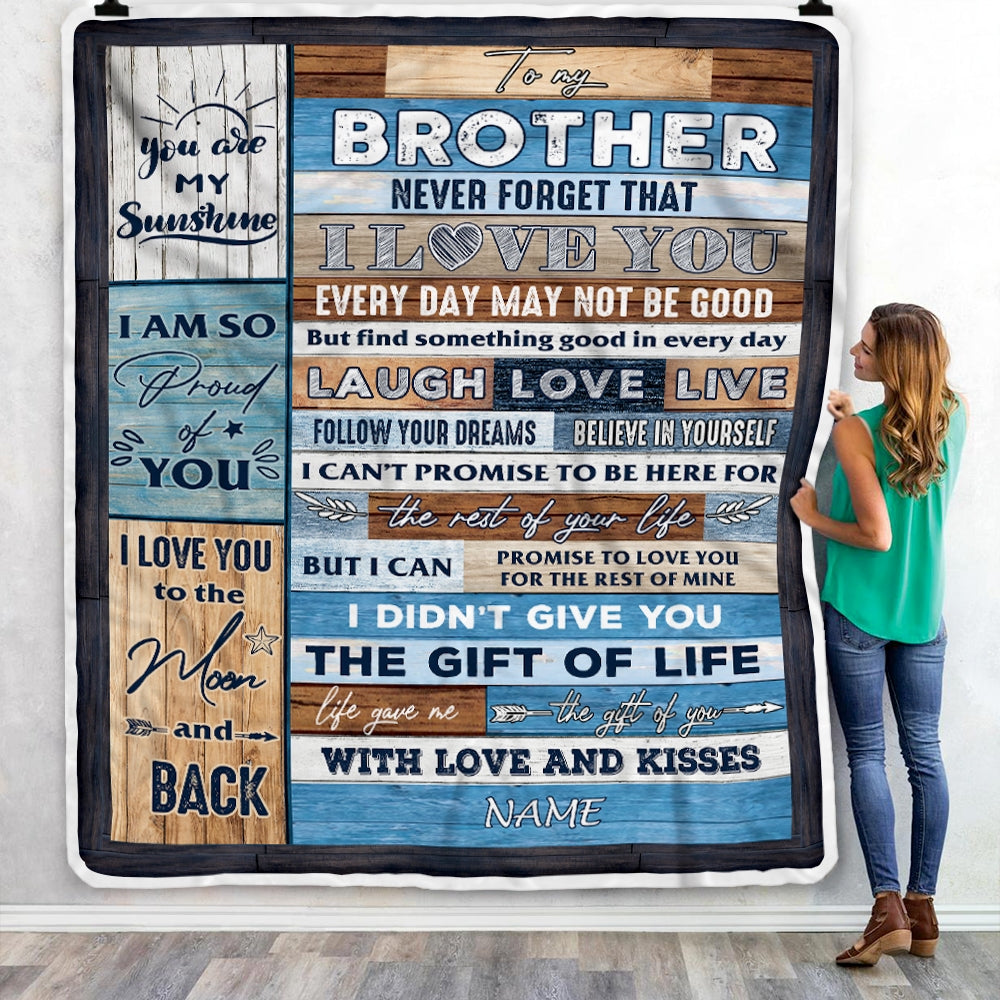 Personalized To My Brother Blanket From Sister Brother I Love You Wood Brother Birthday Christmas Thanksgiving Graduation Customized Fleece Blanket | siriusteestore